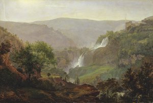 Foss nær Tivoli, ca. 1808 (olje på papir på lerret)
